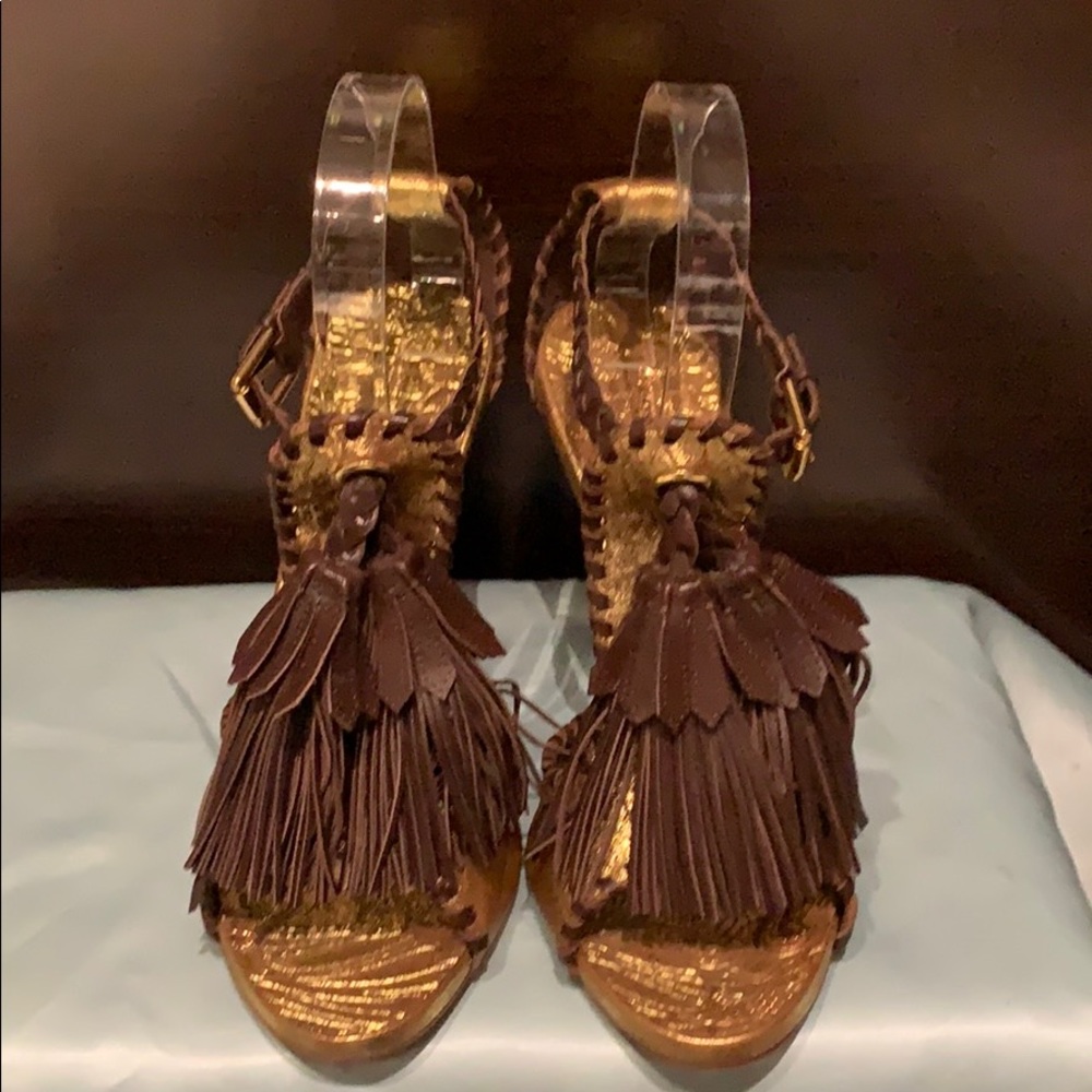 BCBG MaxAzria Bronze Tasseled Sandals